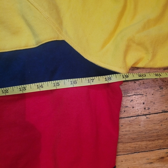 Y2K Cropped Tommy Hilfiger Yellow Retro Logo Crewneck Sweater L - Picture 6 of 8